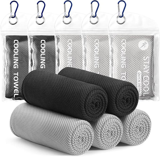 Cooling Towels - 5 Pack Gym Towels, Gym Towels for Working Out, Yoga Towel, Quick Dry Towel for Running, Camping, Fitness & More Activities