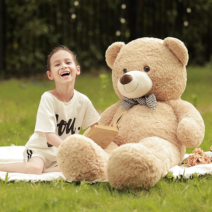 Poutmac 55 inch Giant Teddy Bear Stuffed Animal Brown Big Plush Teddy Bear Valentine's Gift for Girlfriend Soft Stuffed Bear Animals for Christmas,Birthday,Mother's Day