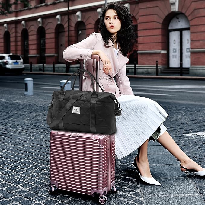 Travel Duffel Bag, Carry On Overnight Weekender Bags for Women | Travel Bag with Wet Pocket & Trolley Sleeve, For Spirit Airlines 18x14x8 Personal Item Bag