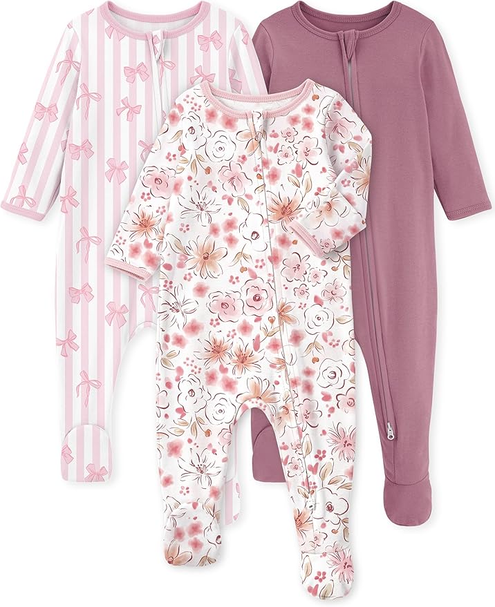 Yoofoss Baby Pajamas 100% Organic Cotton Baby Sleepers for Newborn 0-3 3-6 6-9 Months Boys Girl Clothes 3pcs Footed PJs