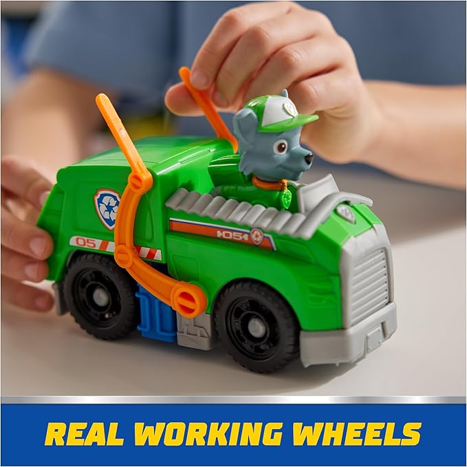 Paw Patrol, Rocky’s Recycle Truck, Toy Vehicle with Collectible Action Figure, Sustainably Minded Kids Toys for Boys & Girls Ages 3 and Up