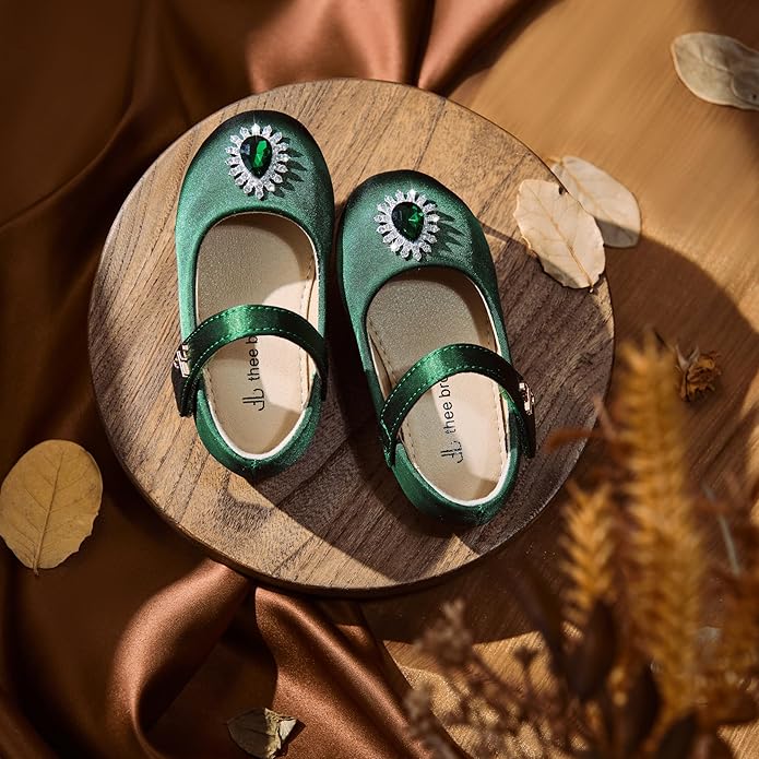 THEE BRON Mary Jane Ballet Flats - Girls' Dress Shoes with Hook & Loop Closure