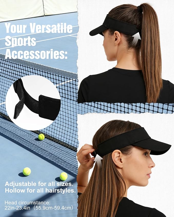Zando 3.2" Structured Brim Visor Hats for Women, UPF 50+, Golf/Tennis | 3.2"Structured Brim Adds Sun Coverage, Steady View, Quick-dry Sweatband, Open-Top Ponytail Fit, Adjustable Fit & Lightweight
