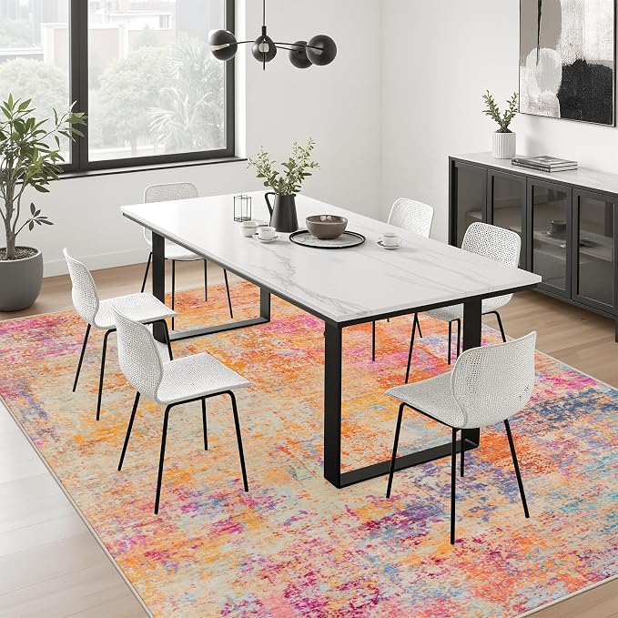 10x12 Area Rug Living Room Rug: Washable Modern Abstract Soft Thin Rug Indoor Floor No Slip Carpet for Bedroom Dining Room Farmhouse Nursery Home Office - Galaxy Haze