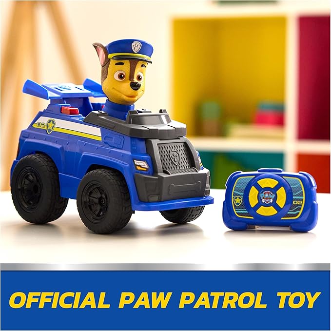 Paw Patrol Chase RC Action Cruiser, Remote Control Car with LED Lights & Easy-Steer Controller, Pretend Play Kids Toys for Boys & Girls Ages 3 and Up