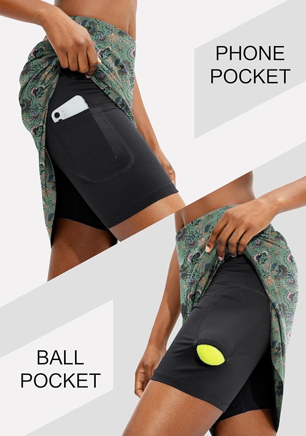 Women's 20" Knee Length Skorts Skirts UPF50+ Athletic Tennis Golf Skirt for Women Casual Summer Skirts