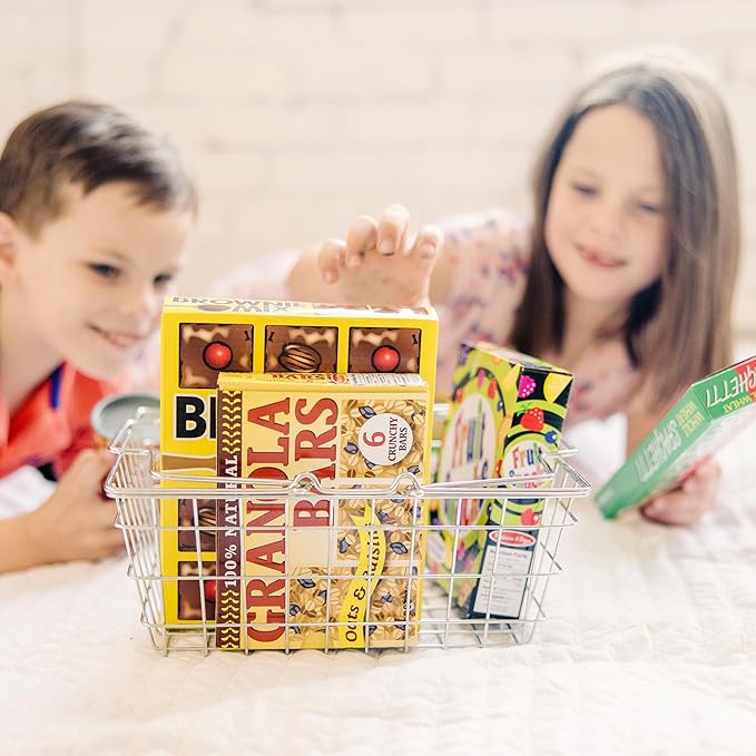 Melissa & Doug Grocery Basket - Pretend Play Toy with Heavy Gauge Steel Construction