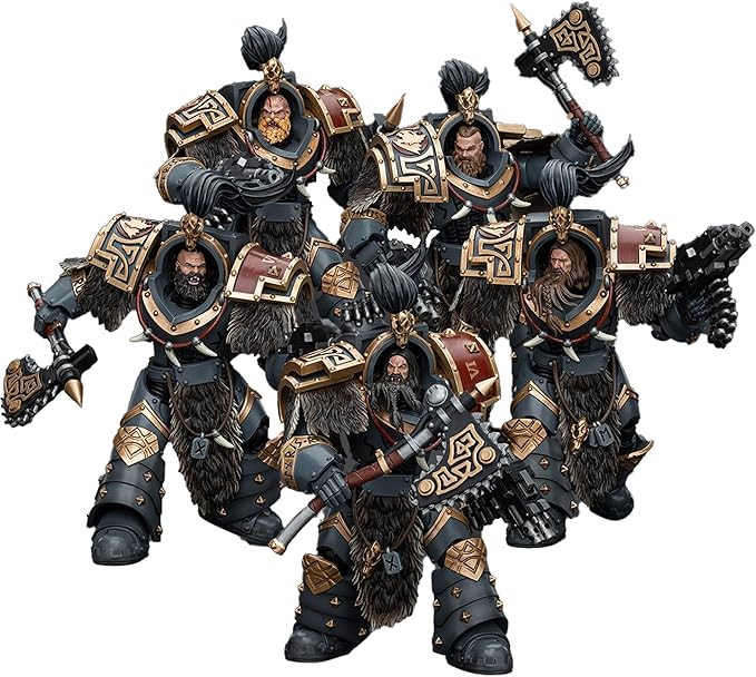 JOYTOY 1/18 Warhammer Space Wolves Varagyr Wolf Guard Squad Terminator 1-4 and Thegn 5PCS Collection Model 5.59 inch Birthday Gift