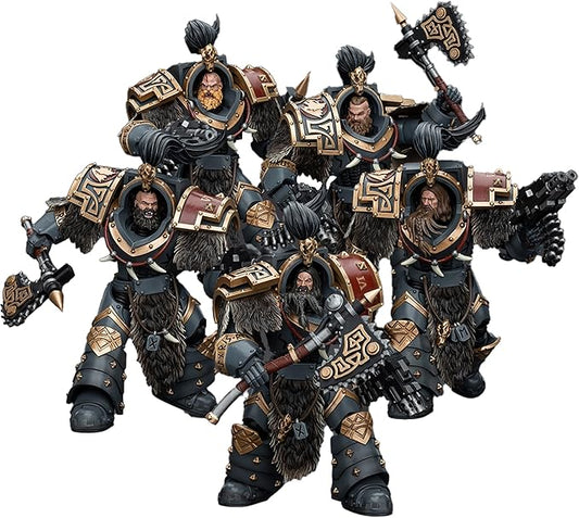 JOYTOY 1/18 Warhammer Space Wolves Varagyr Wolf Guard Squad Terminator 1-4 and Thegn 5PCS Collection Model 5.59 inch Birthday Gift