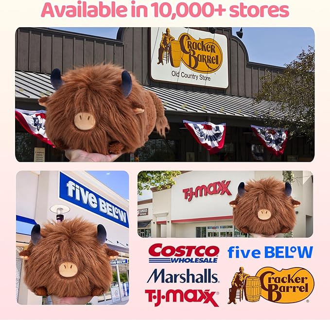 Mewaii Cute Highland Cow Plush, Kawaii Plushies Cow Stuffed Animal, Highland Cow Toy Pillow, Soft Squishy Gifts for Girls (16 Inch)