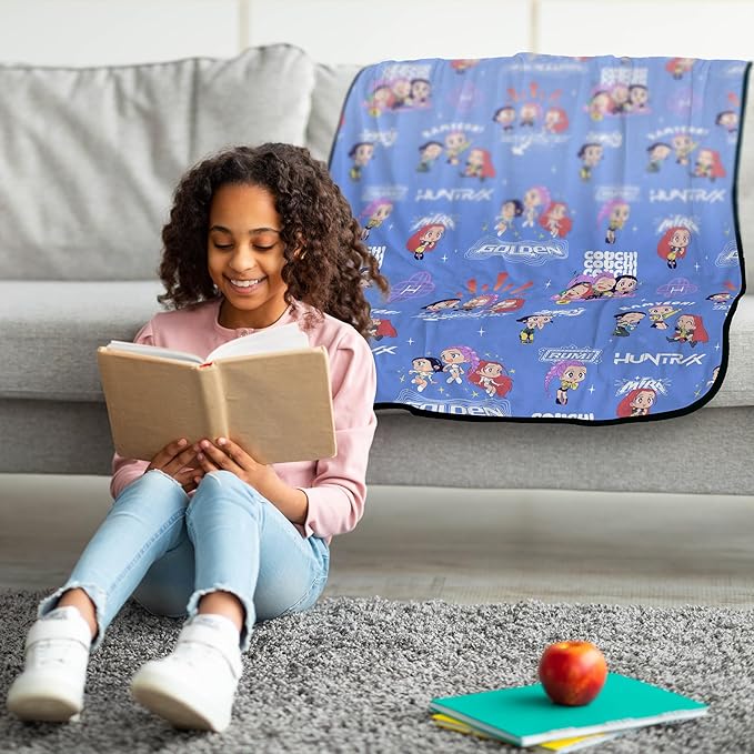 Jay Franco Kids Plush Throw Blanket – Ultra Soft Cozy Plush Fleece for Bed, Couch, Sofa, Home Décor, Official Licensed Huntrix, Purple - Kpop Demon Hunters, 46x60 - Throw Blanket