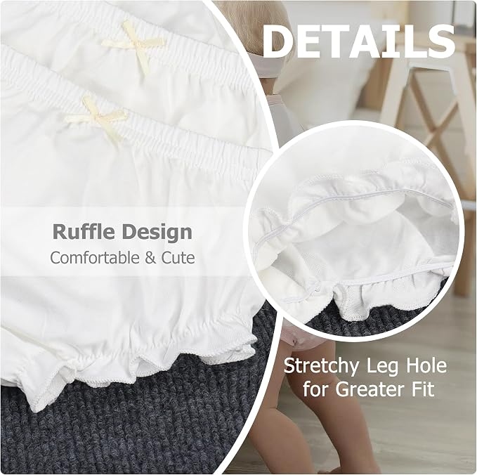 4 Pcs Baby Bloomers for Toddler Girls Newborn Diaper Covers for Girls Cotton Briefs Shorts Underwear