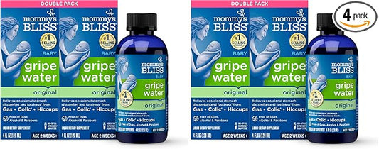 Mommy's Bliss Original Gripe Water, Gas and Colic Relief, Gentle and Safe, Made for Infants, 2 Weeks+, 4 Fl Oz (Pack of 4)