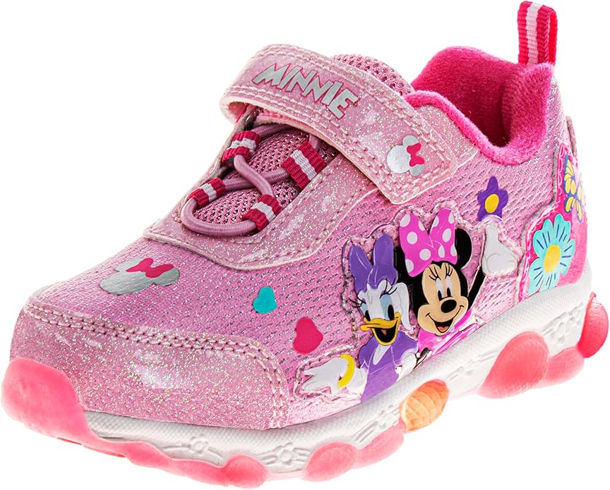 Girls Character Shoes Light Up Shoes LED Athletic Shoes for Girls Disney Princess Moana Little Mermaid Stitch Minnie Frozen Paw Patrol (Sizes: 5-10 Toddlers / 11-12 Little Kid)