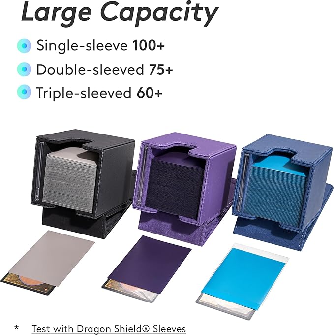 Commander Deck Box Lite - Card Display with Snap Card Holder & Removable Cover, Fits 100+ Single-Sleeved Cards, Ideal for MTG, PTCG, OPCG, SWU & More (Blue)