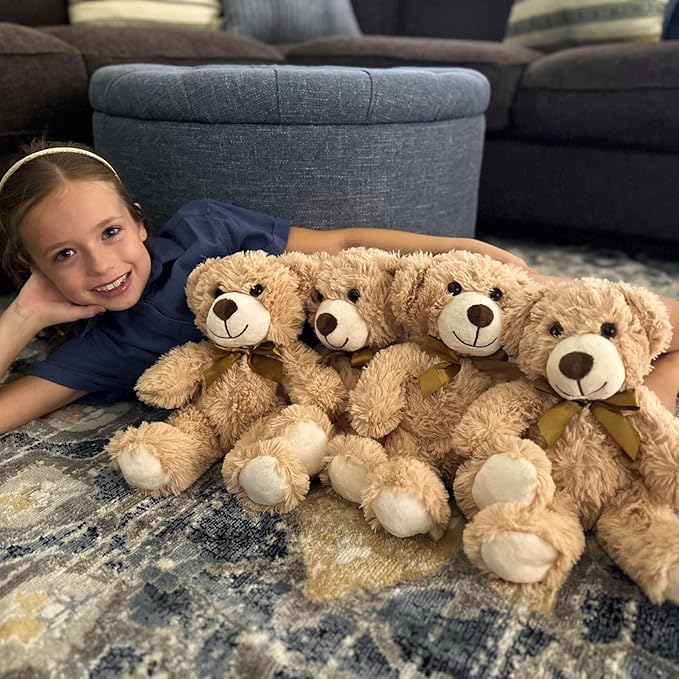 MorisMos Teddy Bears Bulk 24 Packs, Teddy Bear Stuffed Animal Bulk 14 in, Small Teddy Bears for Baby Shower, Kids, Girls, Boys, Light Brown