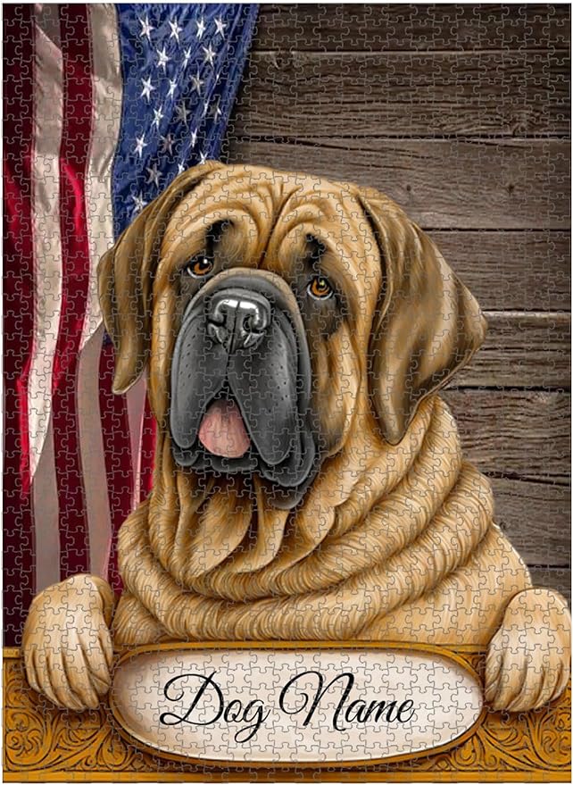 Custom Wooden Jigsaw Puzzles with Your Dog's Name on Spanish Mastiff Art Print - 300 500 1000PCS Puzzles Game and Home Wall Decor