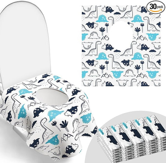 30 Pack Toilet Seat Covers Disposable, Large Waterproof Potty Covers for Toddlers, Kids, and Adults, Individually Wrapped for Travel, Toddler Potty Training for Public Restroom, Airplane, Trip