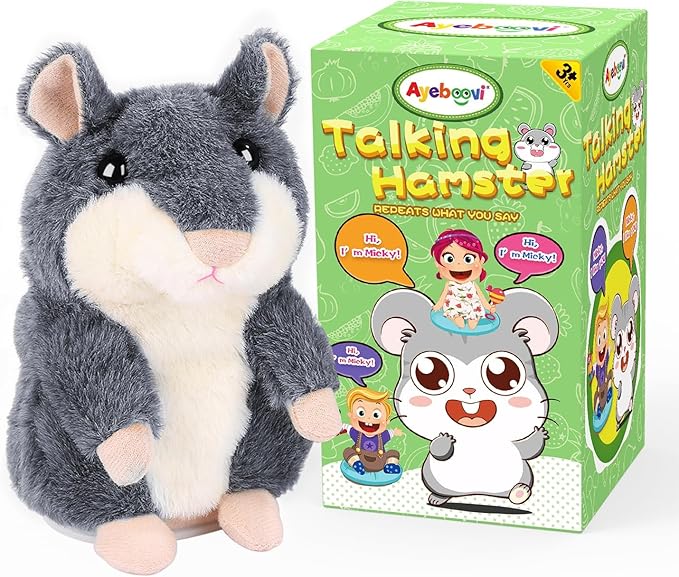 Ayeboovi Kids Toys for Ages 2-4 Talking Hamster Repeats What You Say, Stuffed Animals for Toddler Kid Birthday Gift, Fun Interactive Plush Autism Toy for 2 3 4 5 Years Old Boys Girls