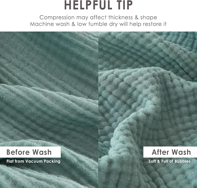 EMME Muslin Blankets for Adults Throw Blanket for Couch Breathable Gauze Soft Lightweight Airy Teal Twin XL 66" x 90"
