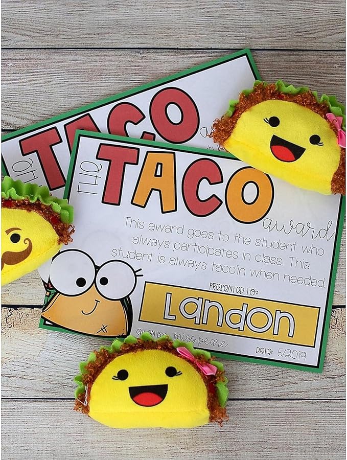 Fun Express Taco Plush Set of 12 - Cute Small Stuffed Animals Food Plushies for Taco Party Decorations | Fiesta Party Favors & Mexican Toys for Kids Birthday Celebrations | 5 Inch Soft Plush Food