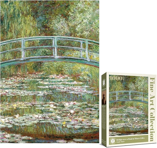 Antelope - 1000 Piece Puzzle for Adults, Bridge Over a Pond of Water Lilies, by Claude Monet, 1899 - Officially Licensed, Jigsaw Puzzles 1000 Pieces, High Resolution, Matte Finish, No Dust