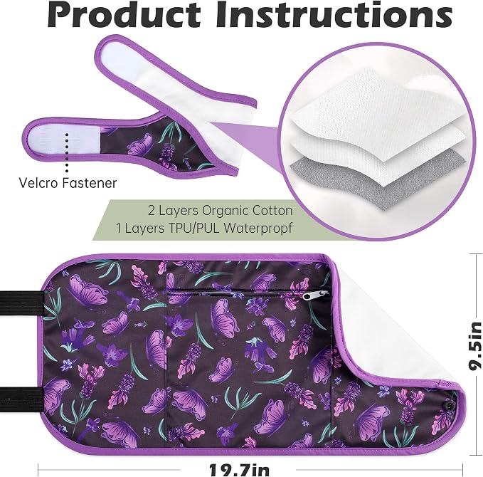 2 Pack Organic Cotton Castor Oil Wrap for Liver Detox, Reusable Compress, Highly Absorbent, Anti-Leak, Lavender