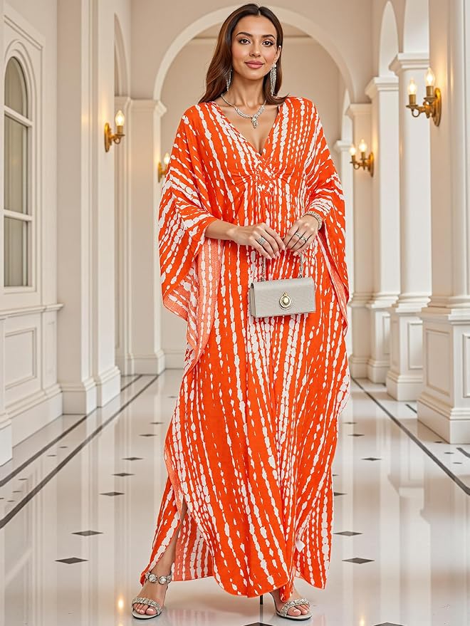 Mumu Dresses for Women Plus Size, Bohemian Kaftan Beach Cover Up Long Maxi Nightgown Soft Loungewear