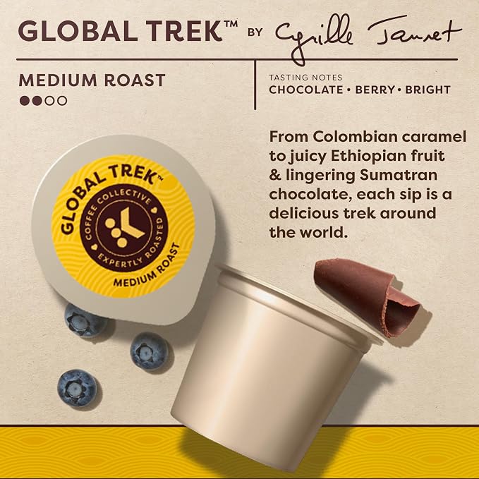 Keurig Coffee Collective, Global Trek by Cyrille Jannet, Medium Roast Coffee, Single Serve Keurig K-Cup Pods, 20 Count