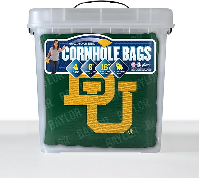 YouTheFan Officially-Licensed NCAA Set of 4 Cornhole Bags - All Weather Regulation 6” x 6” Size - 16oz Weight - Designed in USA