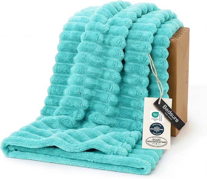 Bedsure GentleSoft Blue Fog Fleece Blanket for Couch - Cozy Soft Blankets for Women, Cute Small Throws for Girls, 50x60 Inches