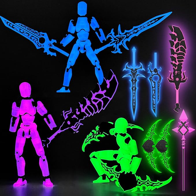 Glowing Titan 13 Action Figure Set Already Assembled, T13 Action Figures with Weapons Accessories 3D Printed T 13 Lucky Robo Dummy Nova 13 Action Figures, Figura de acción t13 (3-Colors-A)