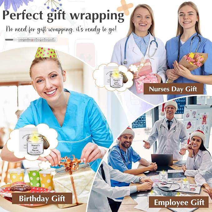 MTLEE 8 Pcs Nurses Gifts Bulk for Women, Nurse's Last Nerve Scented Candles 3.5 oz Candle CNA Gifts for Christmas Women Female Graduation Birthday Present
