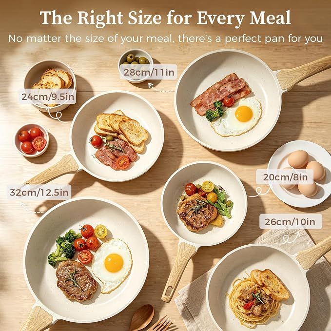 YASHE 10 Inch Granite Nonstick Frying Pan, Non-Toxic, Induction Ready | Scratch Resistant with Stay-Cool Handle Omelette Pan for All Stovetops PFOA/PFOS Free