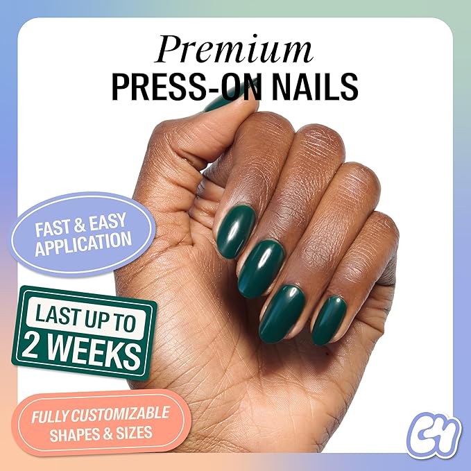 Chillhouse Chill Tips Signatures Press On Nails Kit, Through The Trees - 30 Nail Shapes & Sizes, Dual-Sided Buffer & File, Cuticle Stick & Glue - Long-Lasting Nail Art Manicures