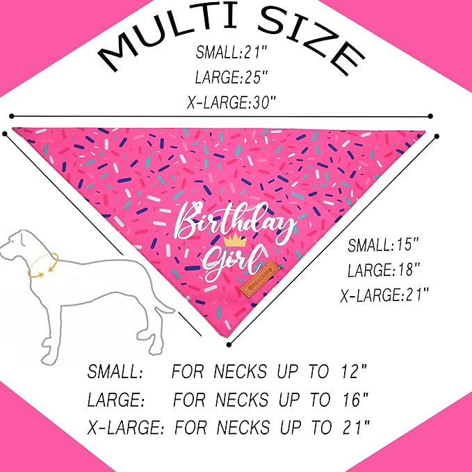 Realeaf Birthday Girl Dog Bandana, Dog Birthday Party Supplies,Premium Durable Fabric, Bandana for Small and Medium Dogs Pets (Pink, Small)