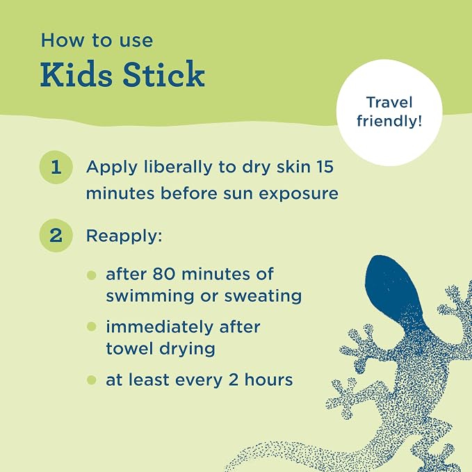 Blue Lizard Kids Mineral SPF 50 Sunscreen Stick, Zinc Oxide, 100% Mineral Actives, Developed for Kids’ Sensitive Skin, TSA-Friendly, Vegan, Paraben-free, Fragrance-Free, 0.5 oz