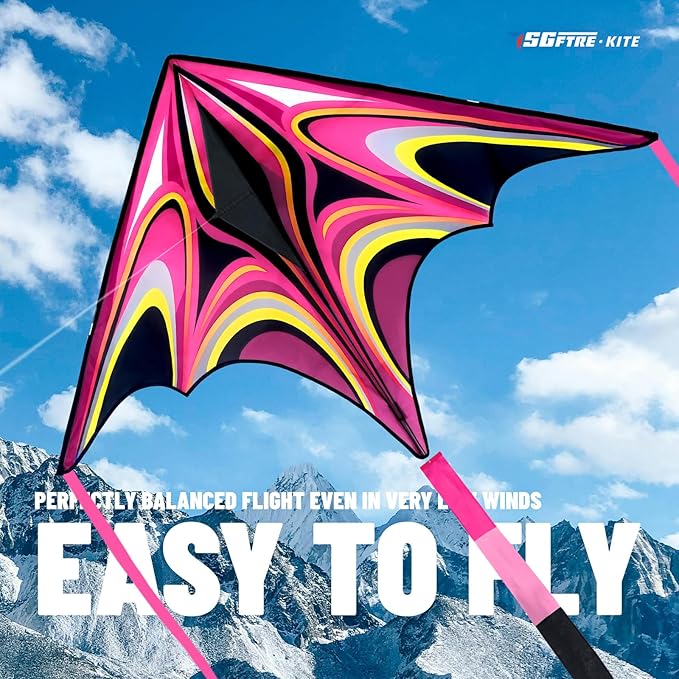 Kite, Large Delta Kites for Kids and Adults, Easy to Fly Rainbow Kites, Durable Multifunctional Beach Kite, Tangle-Free Flight Line, Durable