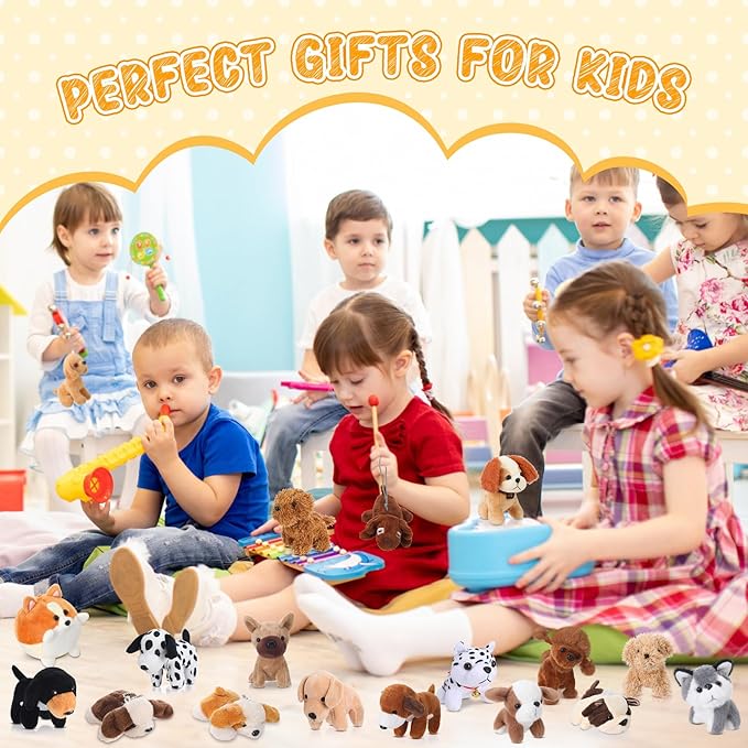 Sosation 20 Pcs Mini Stuffed Animal Dog Bulk Adopt a Puppy Favors Soft Puppy Gift Party for Kids Graduation Birthday Party Charity Donation Classroom Goodie Stuffer (Pretty Style,Multicolor)