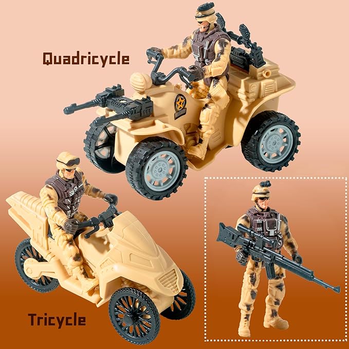 Military Soldier Men Action Figures, 11PCS US Army Soldier Plastic Figure Set Military Base Playset Vehicles Play Combat Toys, Army Toy Set for Kids Boys Age 3 4 5 6+