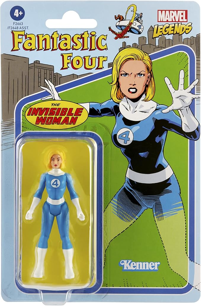 Marvel Hasbro Legends 3.75-inch Retro 375 Collection Invisible Woman Action Figure Toy, Blue