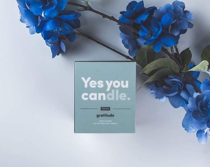 Yes You Candle - Gratitude, Bergamot & Citrus, Highly-Scented, Inspirational Soy Candle, Made in USA, Pure Essential Oils, Aromatherapy, 8 oz