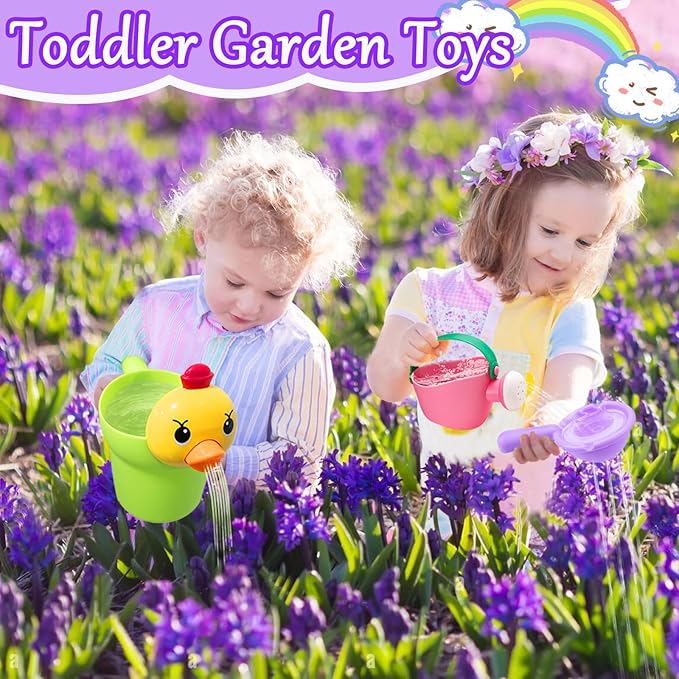 Bath Toys for Toddlers 1-3, NO Hole 4pcs Toddler Bath Toy for 1 2 3 Duck Watering Can Outdoor Garden Beach Water Pool Toys for Baby Toddler Age 1-4 Water Table Toy for Kids 2-4 Bathtub Gift