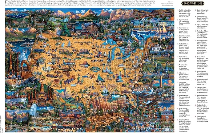 Buffalo Games - Dowdle - National Parks Map - 1000 Piece Jigsaw Puzzle for Adults -Challenging Puzzle Perfect for Game Nights - Finished Size is 26.75 x 19.75