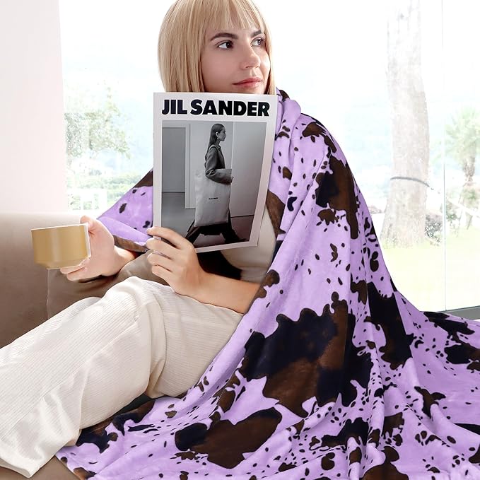 Cute Small Blankets Soft Cozy Purple Blanket Lightweight Lavender Throw Blanket Purple Decor Gifts Stuff for Women Girls Kids