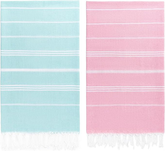 Aegero 2 Packs Turkish Beach Towel, 36"x71" Quick Dry Sand Free Oversized Bath Pool Swim Towel, Lightweight Travel Turkish Towels Vacation Essentials