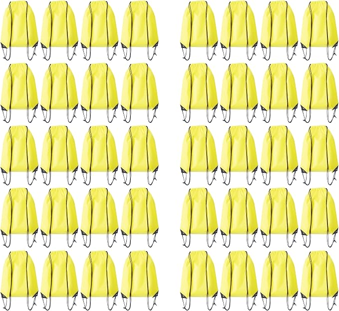 Drawstring Backpack Bulk 40Pcs Draw String Backpack Bags DIY Gym Sports Traveling Yoga Cinch Bag Sackpack Drawstring (yellow)