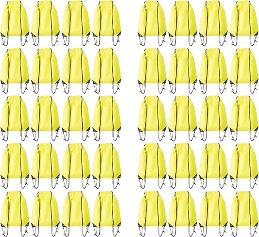 Drawstring Backpack Bulk 40Pcs Draw String Backpack Bags DIY Gym Sports Traveling Yoga Cinch Bag Sackpack Drawstring (yellow)