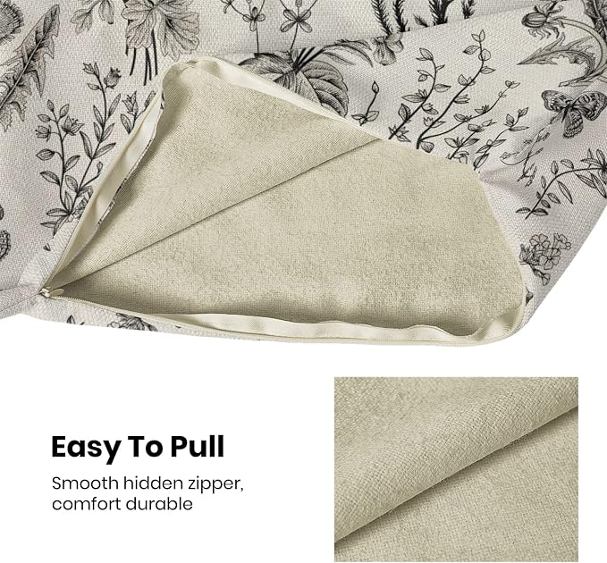 AEIOAE Spring Pillow Covers 16x16 Inch Set of 2,Black Gray Wild Flower Plant Throw Pillows Case,Seasonal Floral Outdoor Decorative Square Linen Farmhouse Decor Cushion Covers for Home Sofa Bed Couch