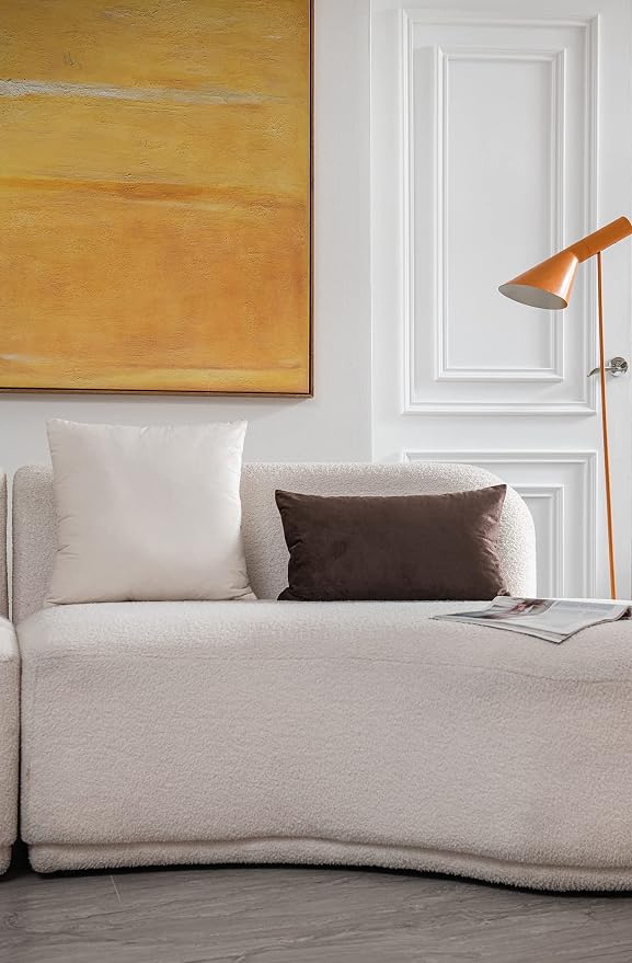 Throw Pillow Covers 16x16 Cream: Pack of 2 Cozy Soft Velvet Square Modern Luxury Decorative Throw Pillow Cases for Sofa Couch Living Room Bed Home Decor